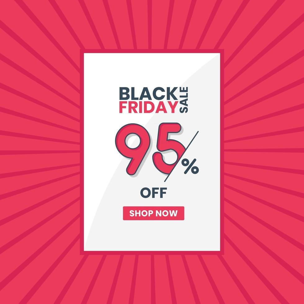 Black Friday sales banner 95 percent off Black Friday promotion 95 percent discount offer vector