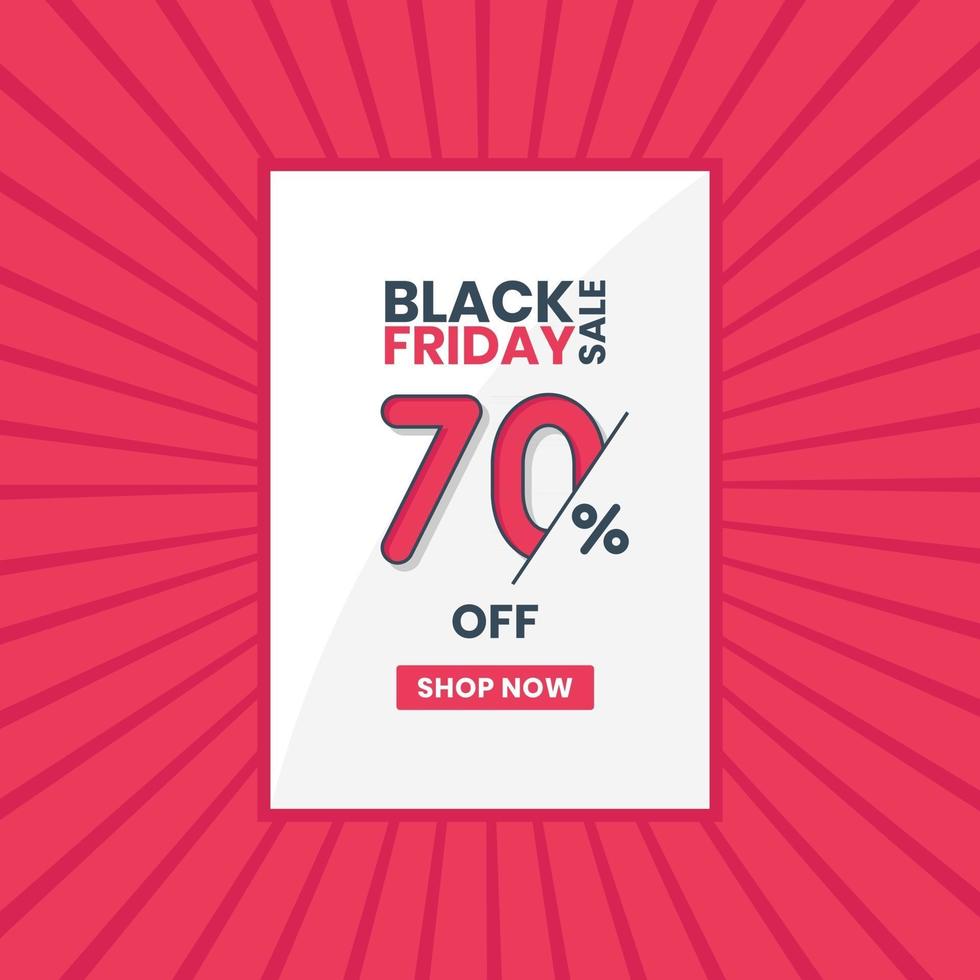 Black Friday sales banner 70 percent off Black Friday promotion 70 percent discount offer vector