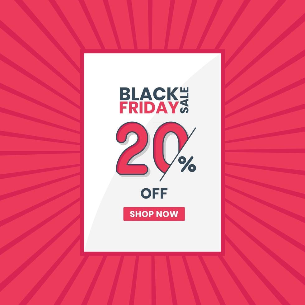 Black Friday sales banner 20 percent off Black Friday promotion 20 percent discount offer vector