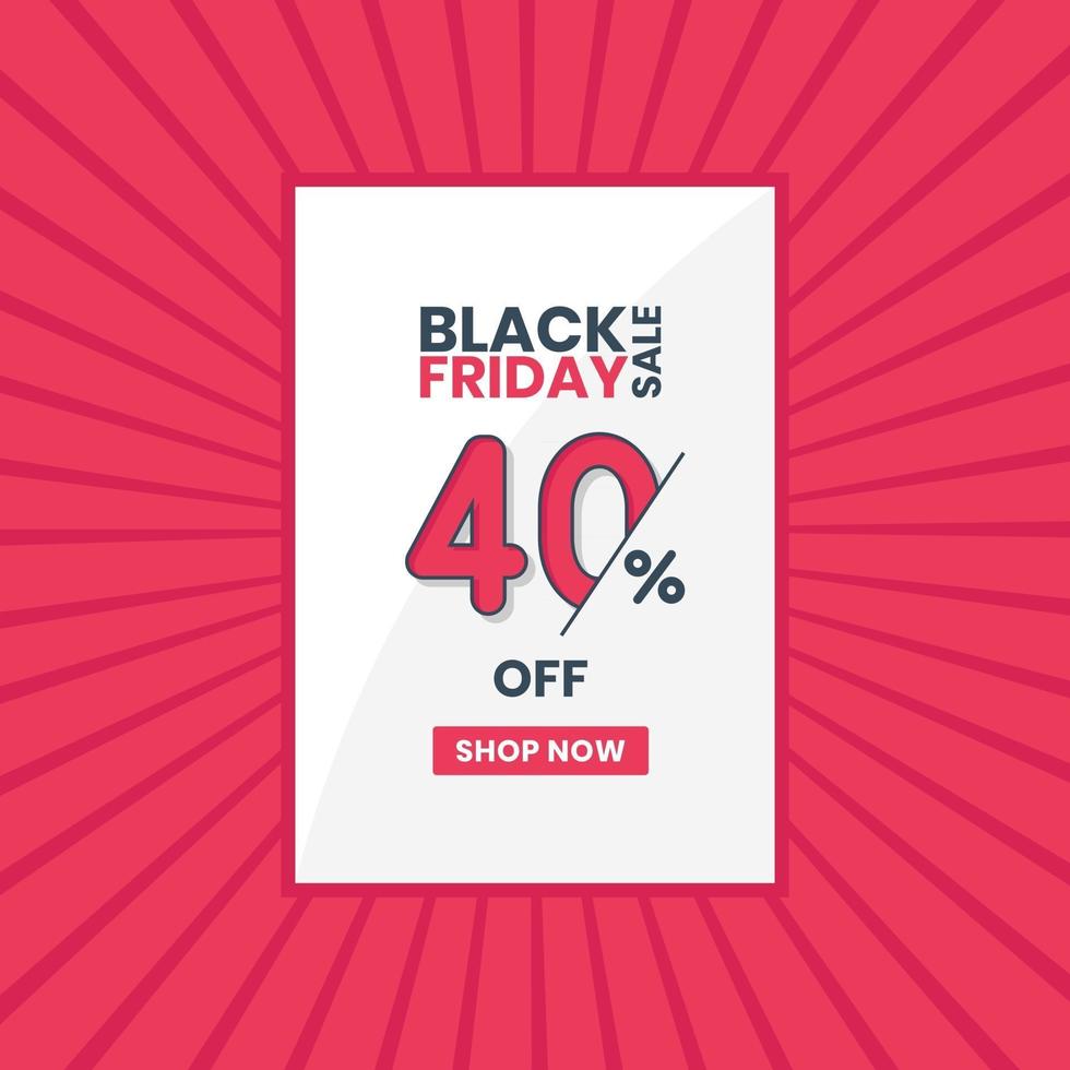Black Friday sales banner 40 percent off Black Friday promotion 40 percent discount offer vector