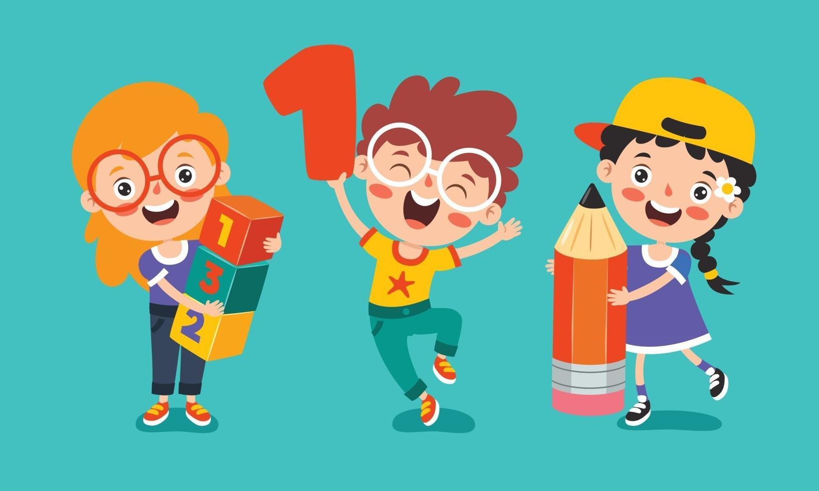 Education Concept With Funny School Children vector