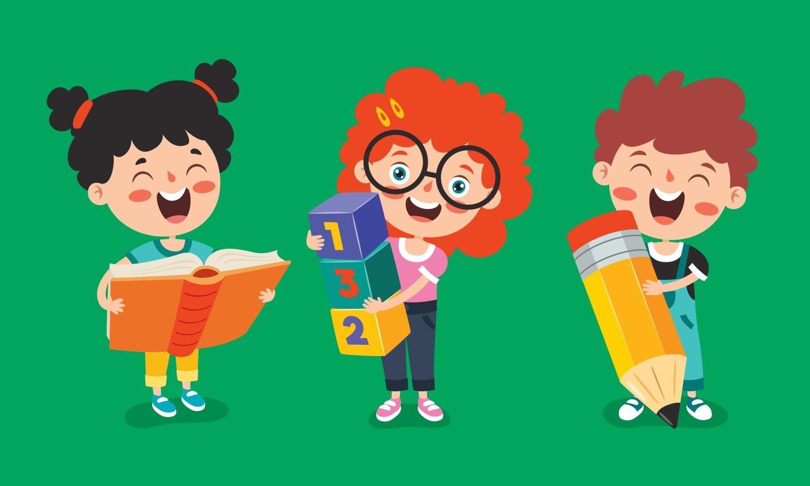 Education Concept With Funny School Children vector