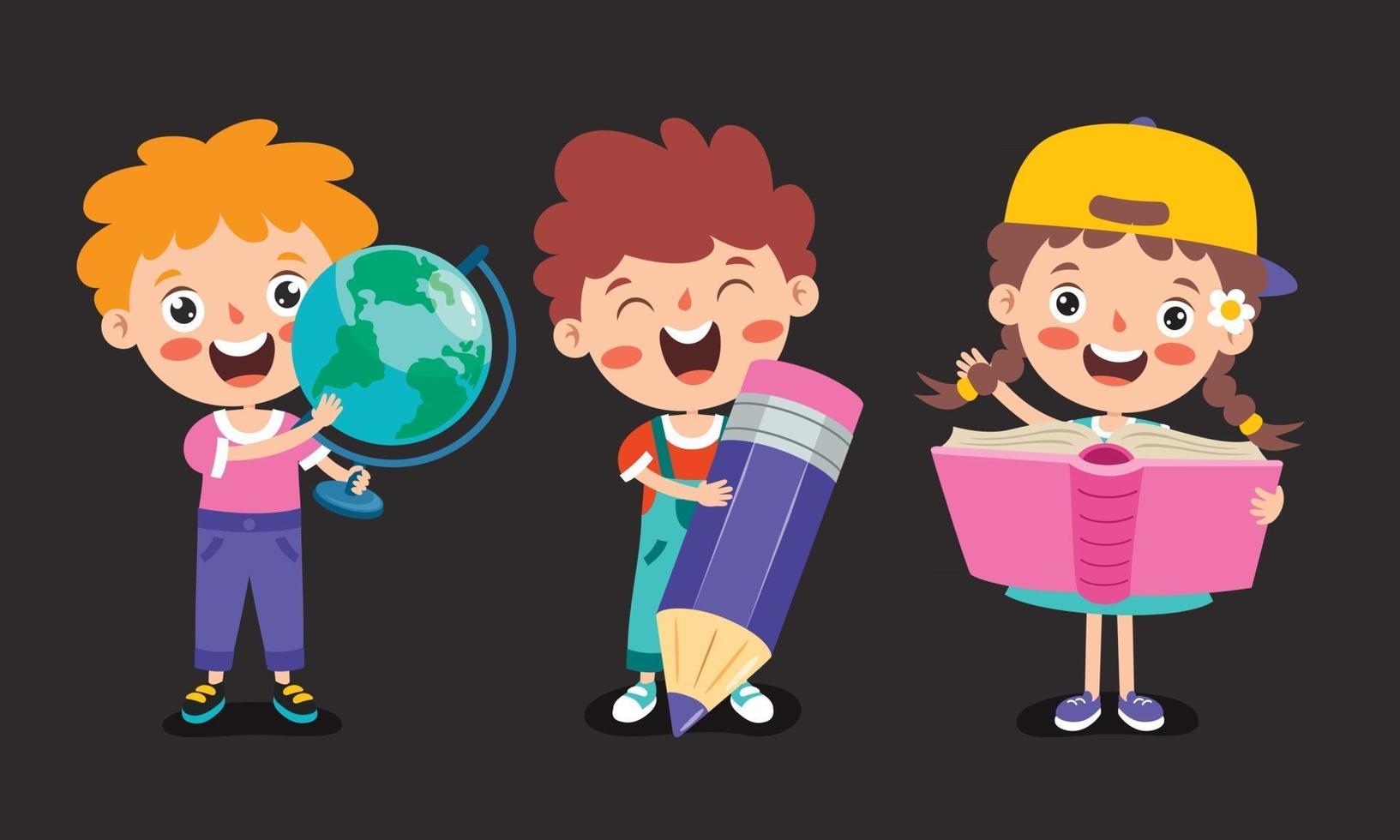Education Concept With Funny School Children vector