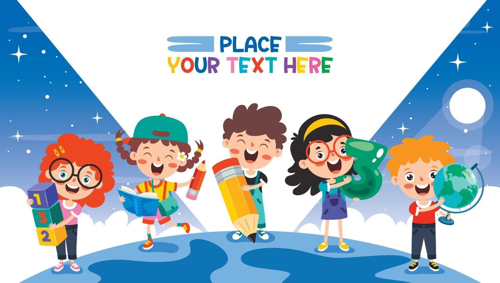 Education Concept With Funny School Children vector