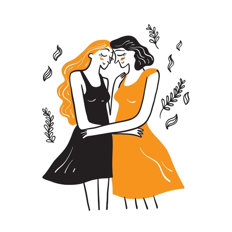 Cute homosexual couple hug and kiss each other vector
