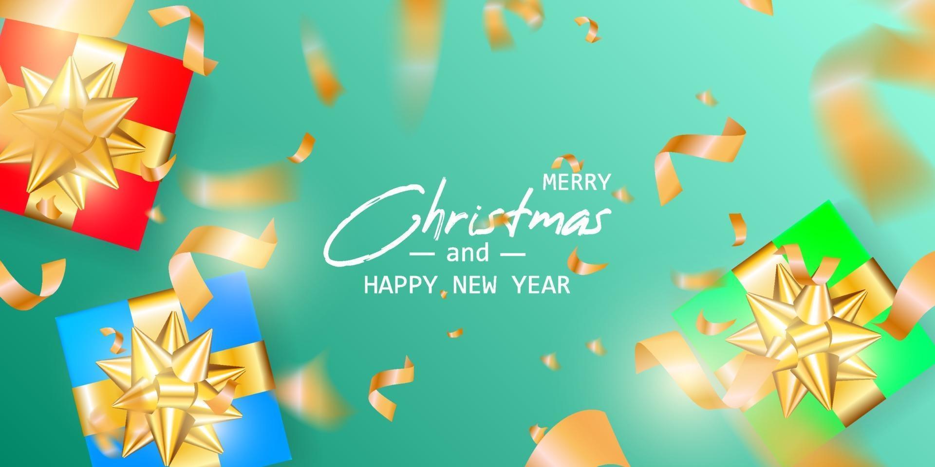 Merry Christmas and Happy New Year card vector