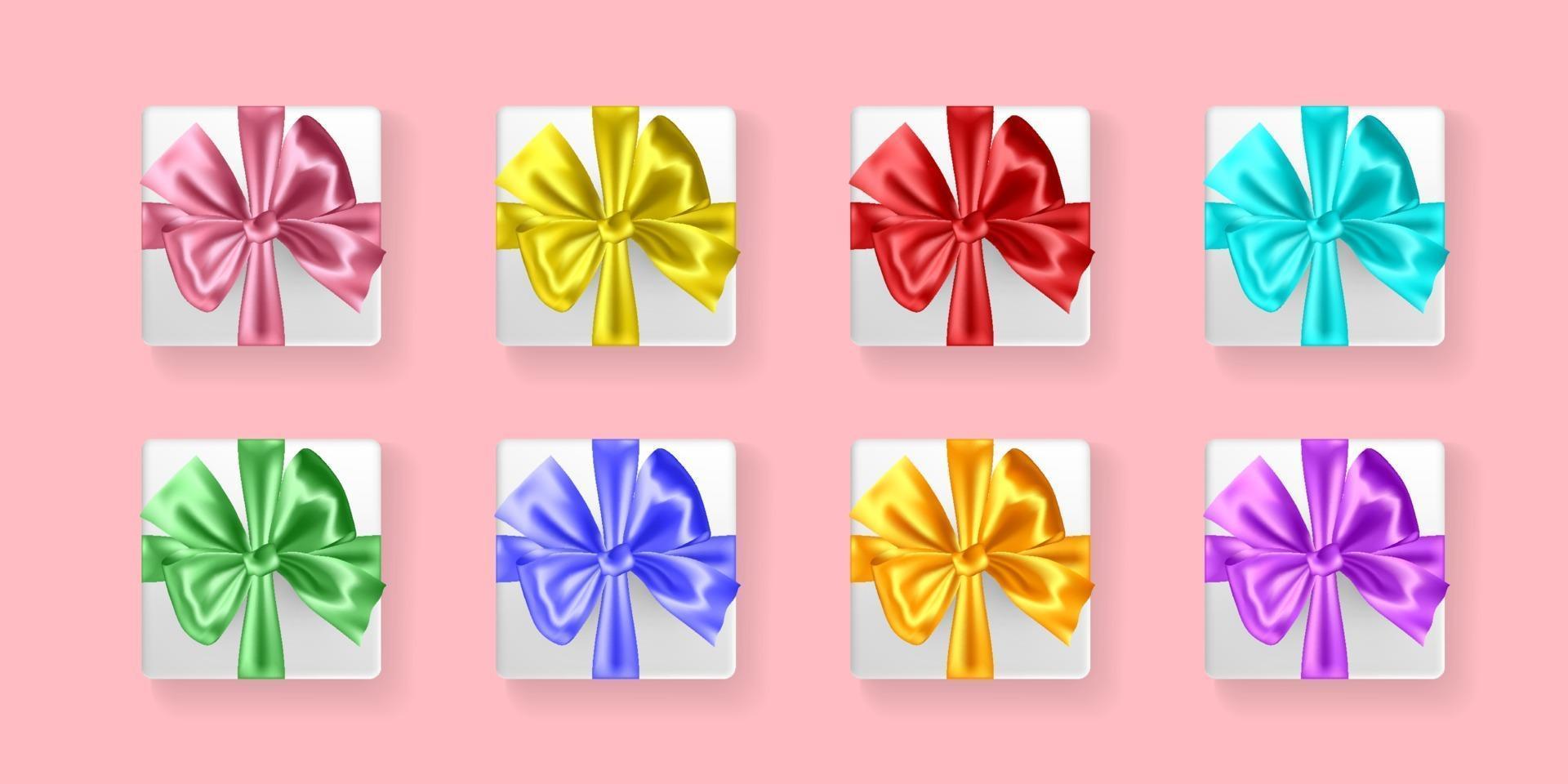 Set of gifts boxes with ribbons vector