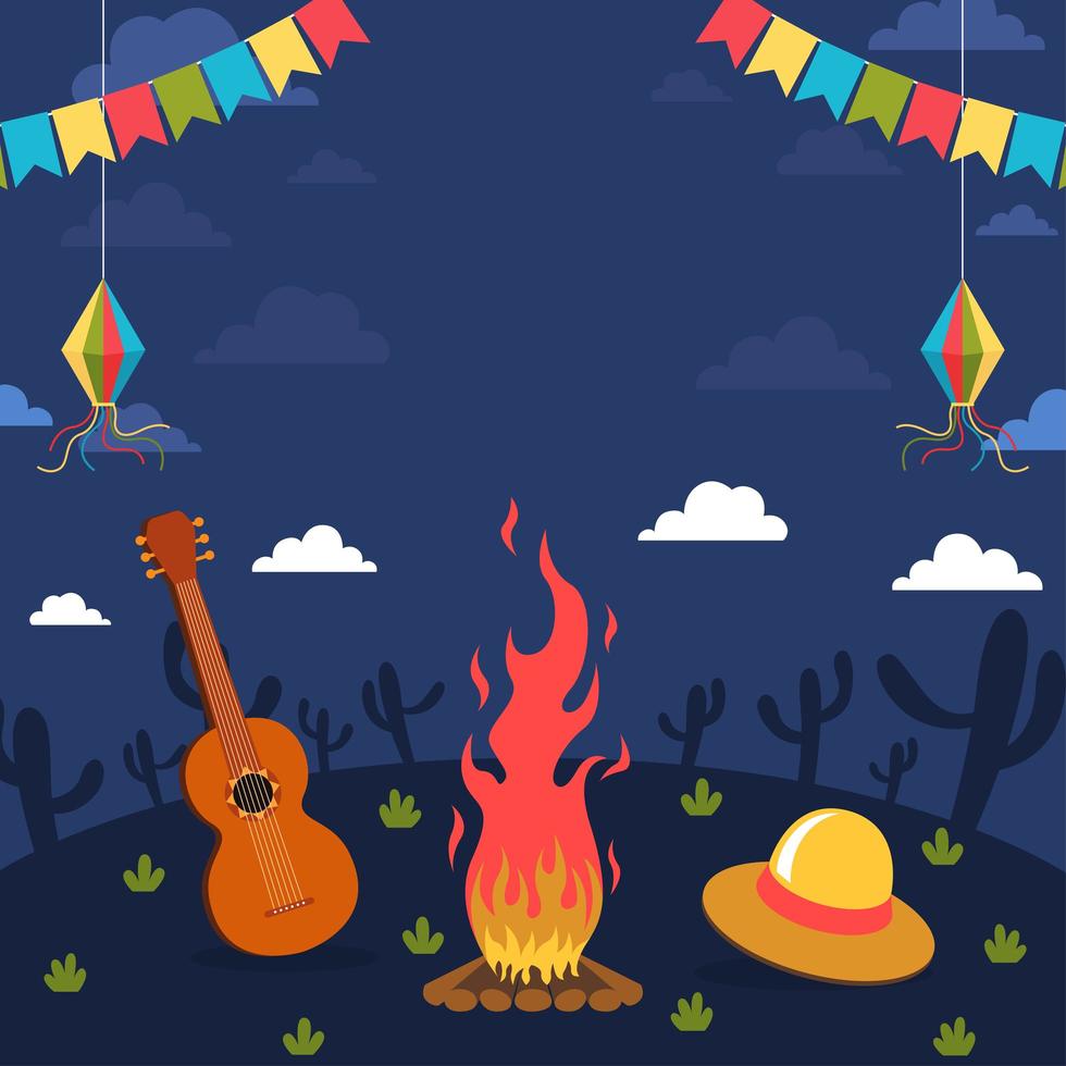 Festa Junina Night Party Concept vector