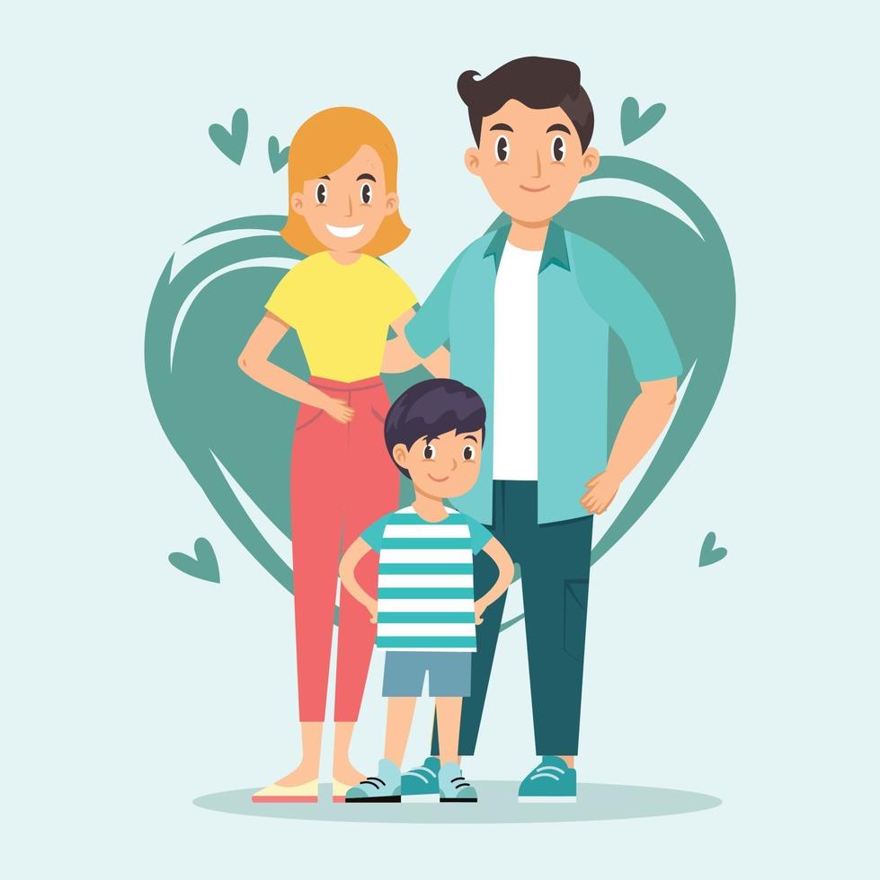 diseño de estilo de dibujos animados de familia feliz vector