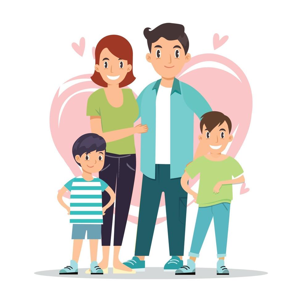 diseño de estilo de dibujos animados de familia feliz vector