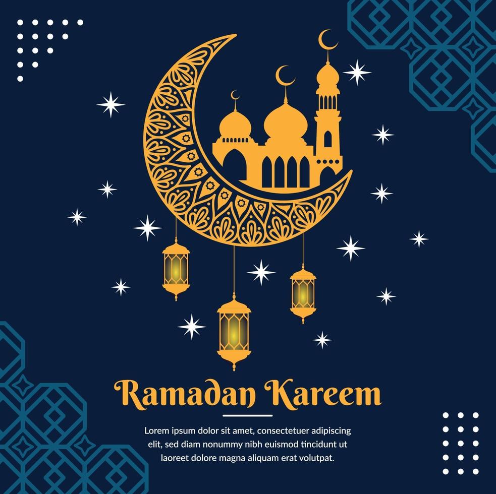 Plantilla de banner de saludo de Ramadán Kareem vector