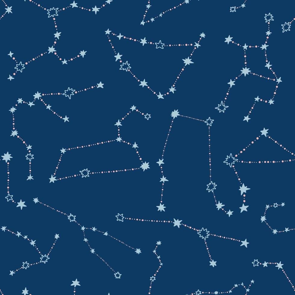 Seamless pattern with a star sky Background with constellations of zodiac signs vector