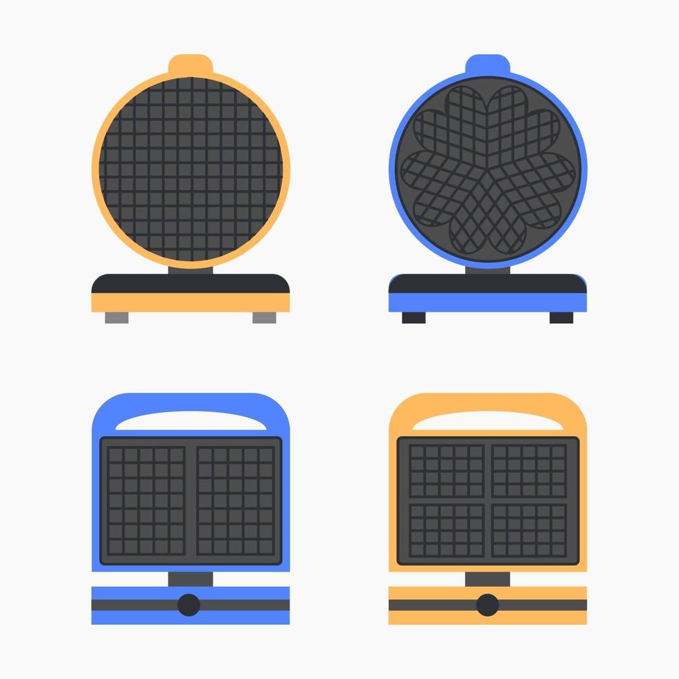 Flat set waffle iron icon Isolated on white background vector