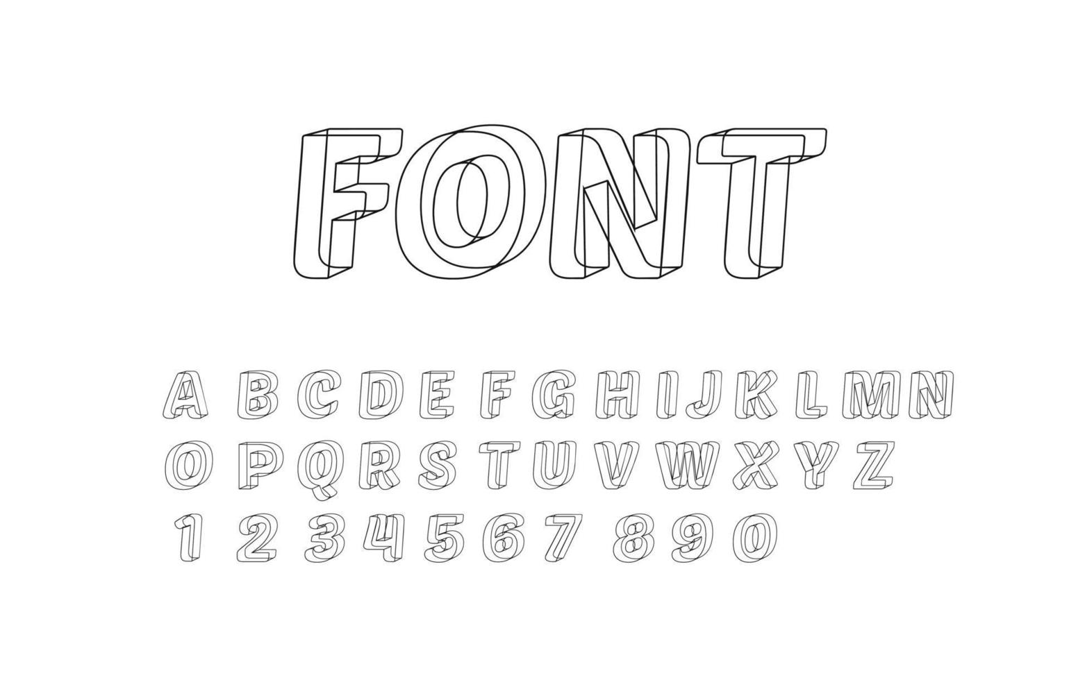 3d geometric alphabet font Letters numbers and symbols vector