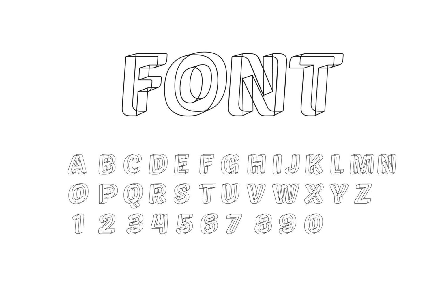 Alfabeto geométrico 3d fuente letras números y símbolos vector