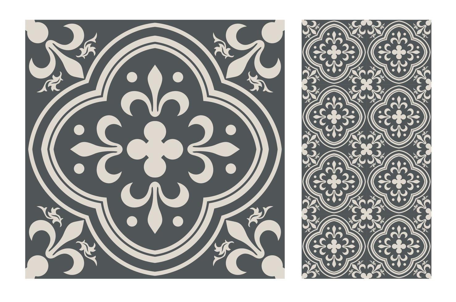 vintage tiles patterns antique seamless design in Vector illustration