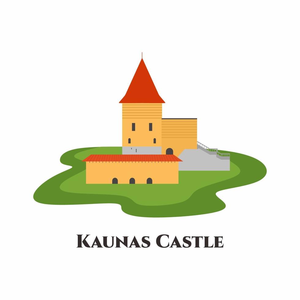 castillo de kaunas. es un castillo medieval en Kaunas, la segunda ciudad más grande de Lituania. era hermoso y estaba ubicado cerca del casco antiguo. vale la pena una visita. vector plano viajes de negocios vacaciones turísticas