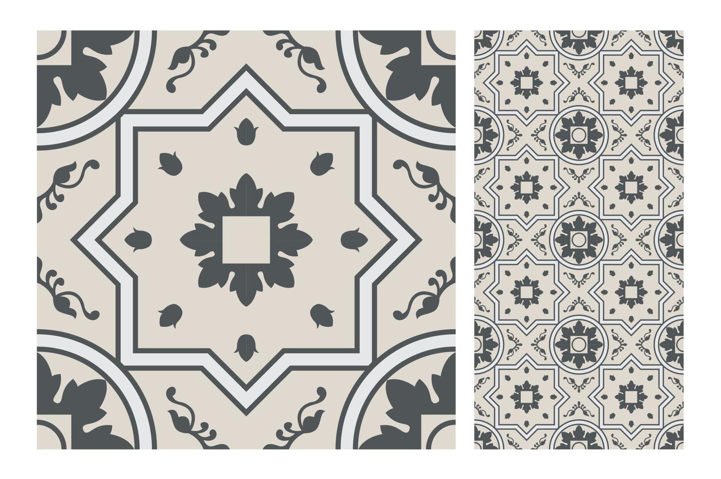 Patrones de azulejos vintage antiguo diseño sin costuras en ilustración vectorial vector