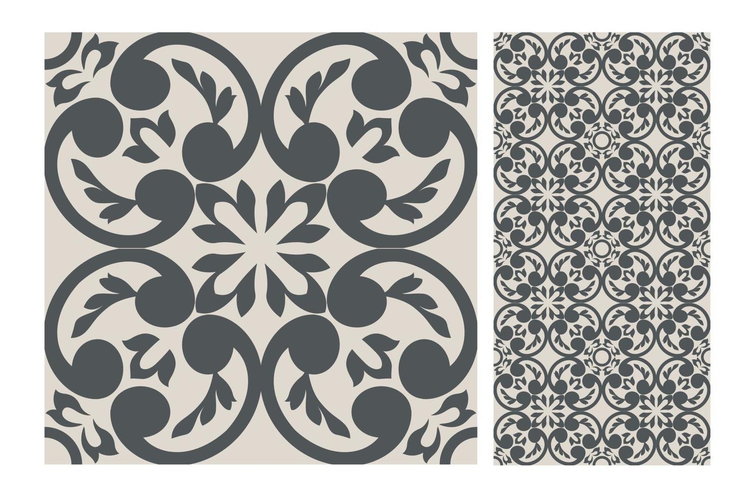 vintage tiles patterns antique seamless design in Vector illustration