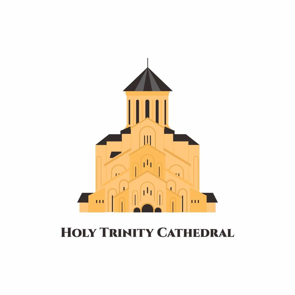 Holy Trinity Cathedral. It is an Anglican place of worship situated in Parnell, a residential suburb of Auckland, New Zealand. Beautiful church. This place worth to visit. Vector flat illustration