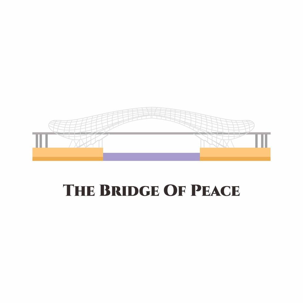 el puente de la paz en el centro de tbilisi, georgia. el puente de la paz cuelga delicadamente sobre el río kura y conecta el casco antiguo con el moderno. notable hito moderno. ilustración vectorial plana vector