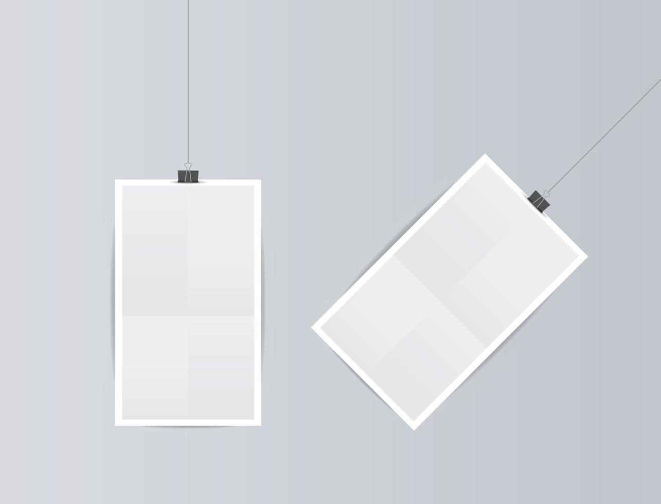 Realistic mockup set White Poster Hanging vector