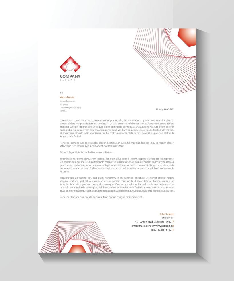 Simple rose beautiful letterhead design for business vector