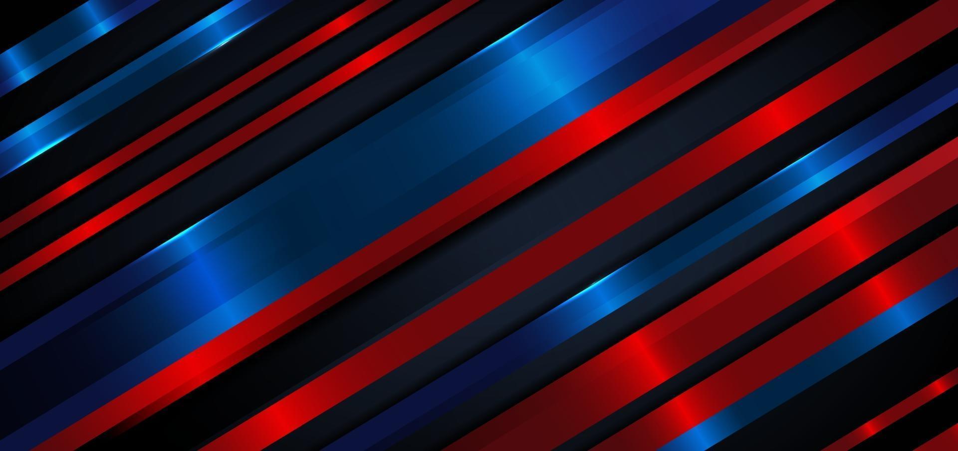 Fondo de líneas de rayas de color azul oscuro y rojo diagonal abstracto capas superpuestas decoración fondo de efecto de luz azul vector