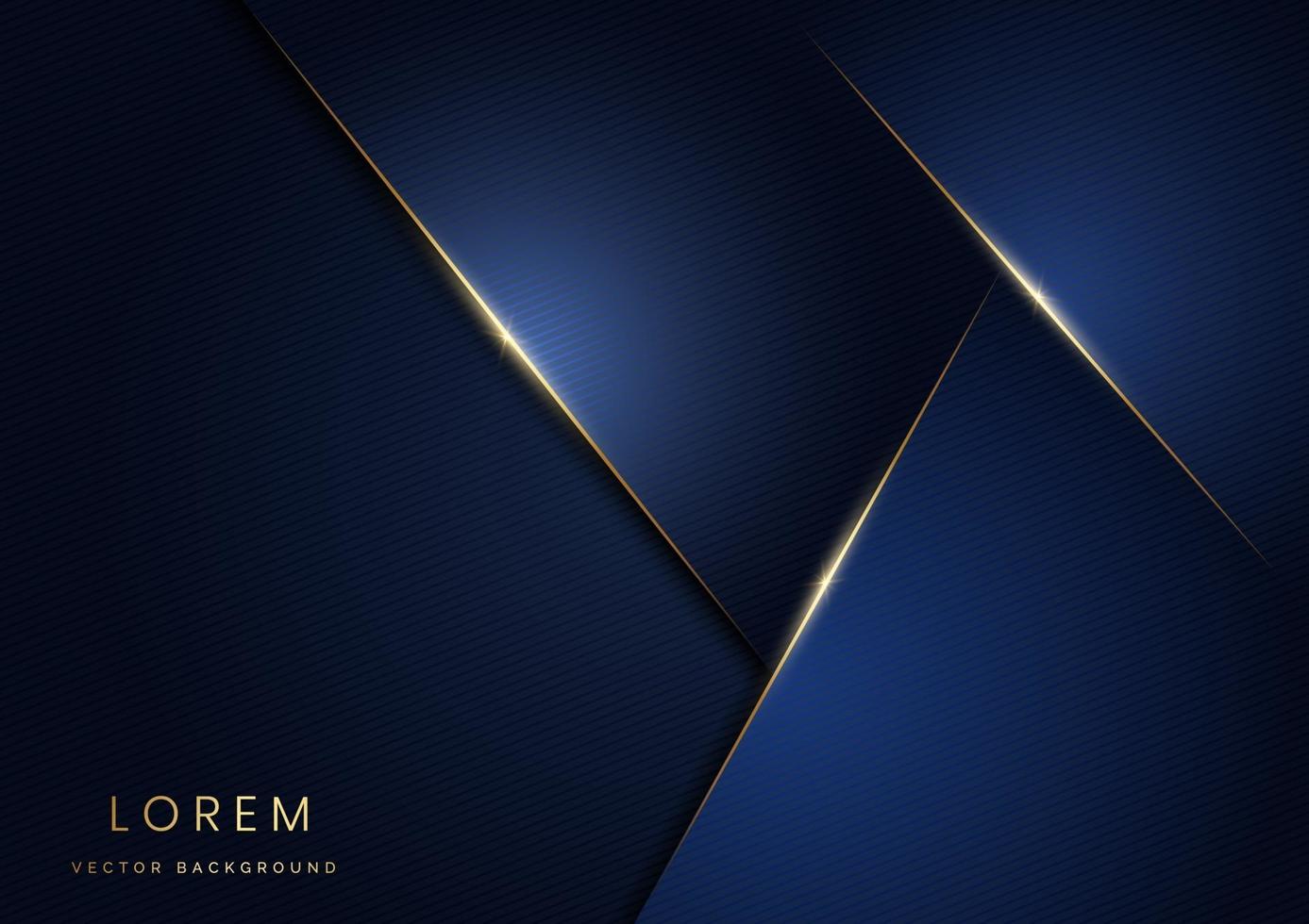 Abstract template dark blue triangles background with golden line Luxury style vector