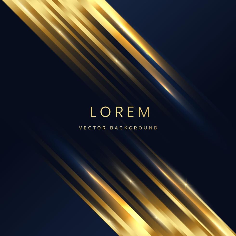 Abstract template blue geometric diagonal background with golden line Luxury style vector