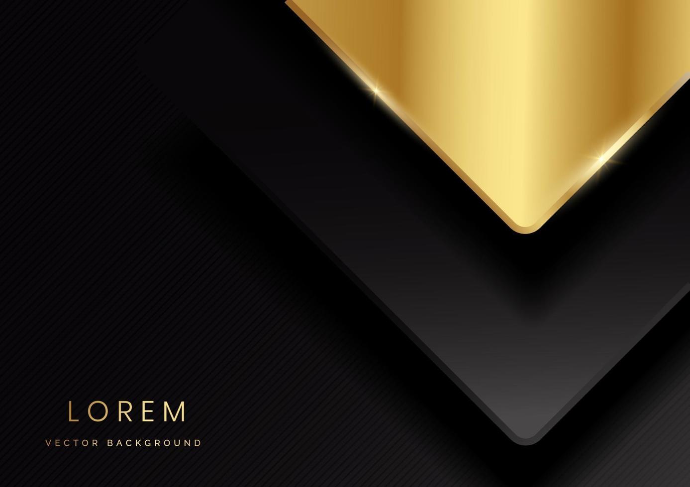 Abstract template dark geometric layer background with golden line Luxury style vector