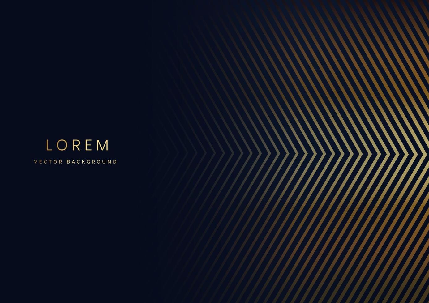Abstract shiny gold arrow lines pattern on dark blue background luxury concept with space for text vector