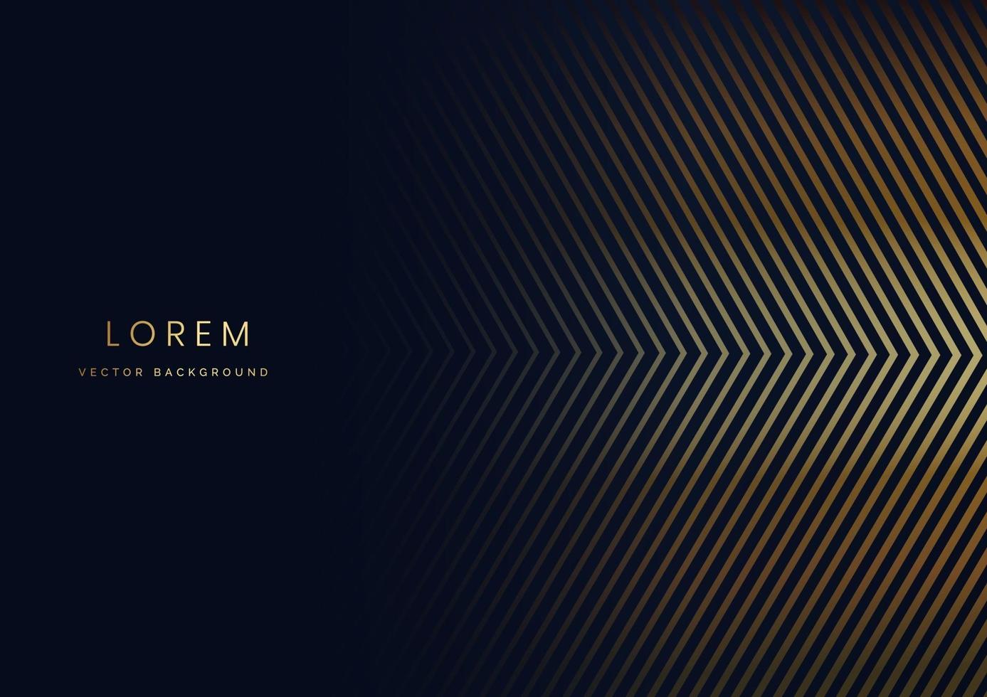 Abstract shiny gold arrow lines pattern on dark blue background luxury concept with space for text vector