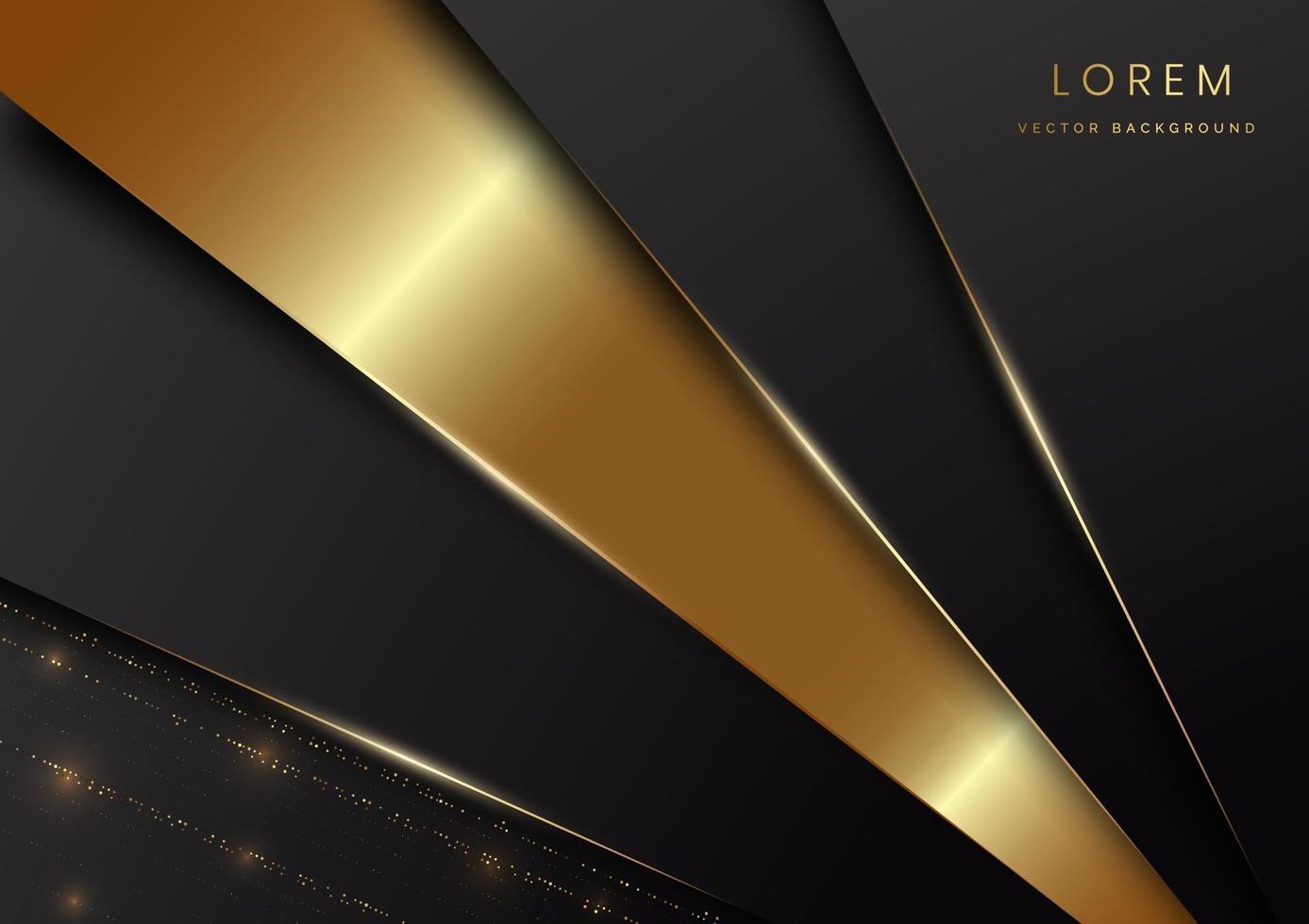 Abstract background dark geometric overlapping layer with shadow with gold line luxury style vector