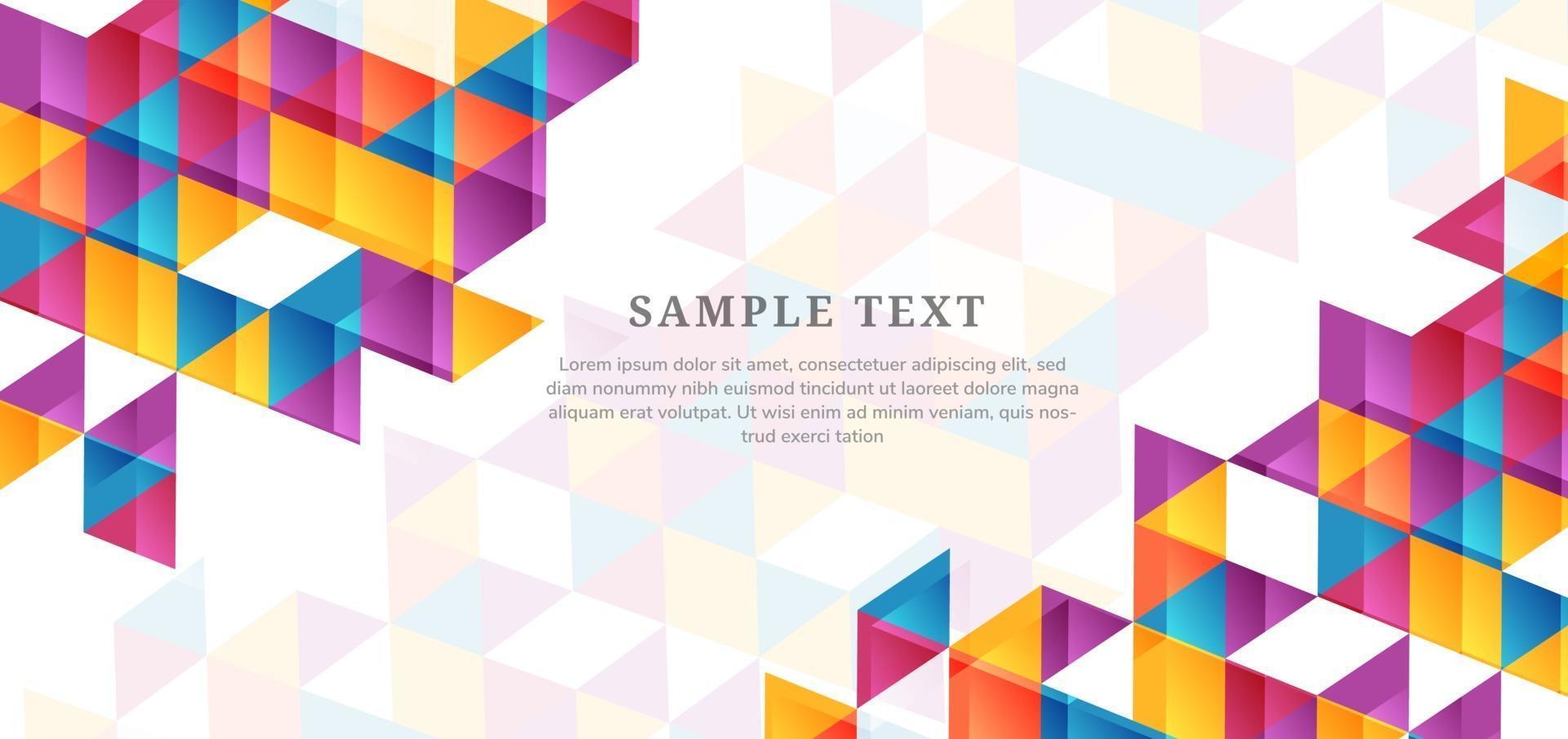 Template design abstract modern colorful triangles on white background with copy space for text vector