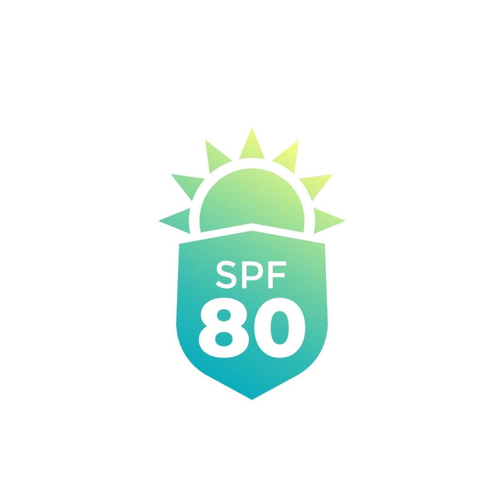 SPF 80 and UV protection vector icon