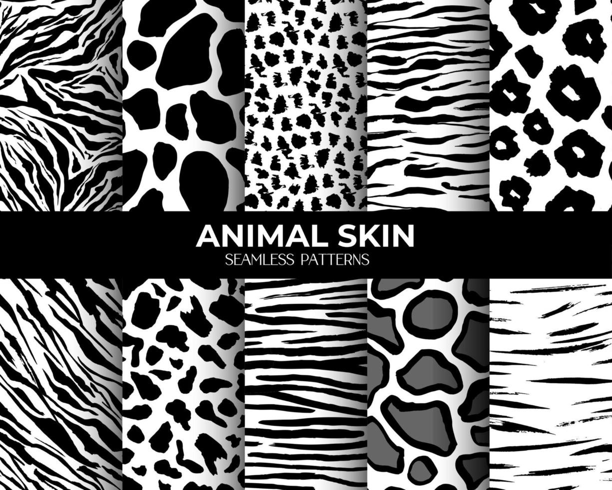 Animal fur seamless pattern black white background 2396855 Vector Art ...