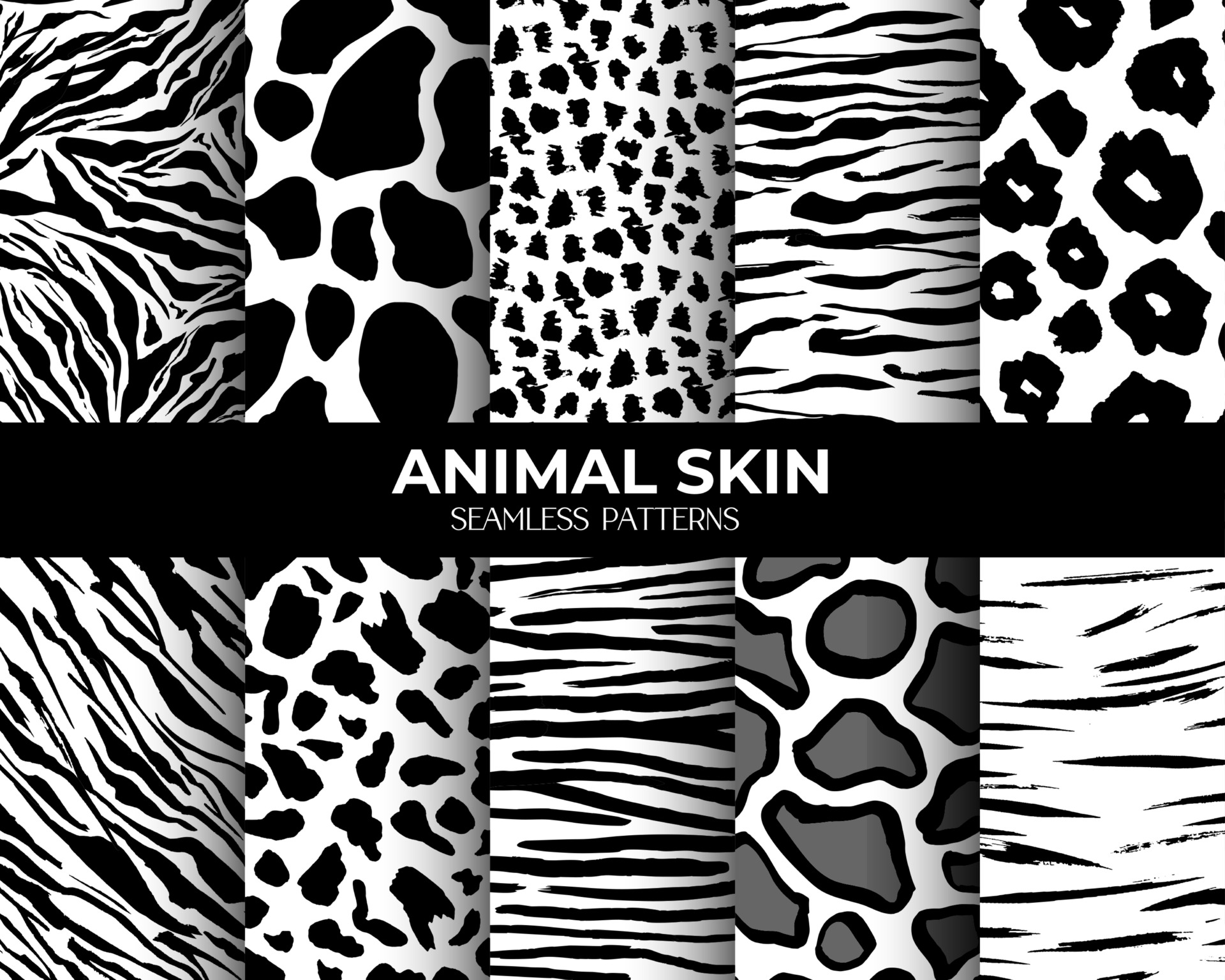 Animal fur seamless pattern black white background 2396855 Vector Art at  Vecteezy