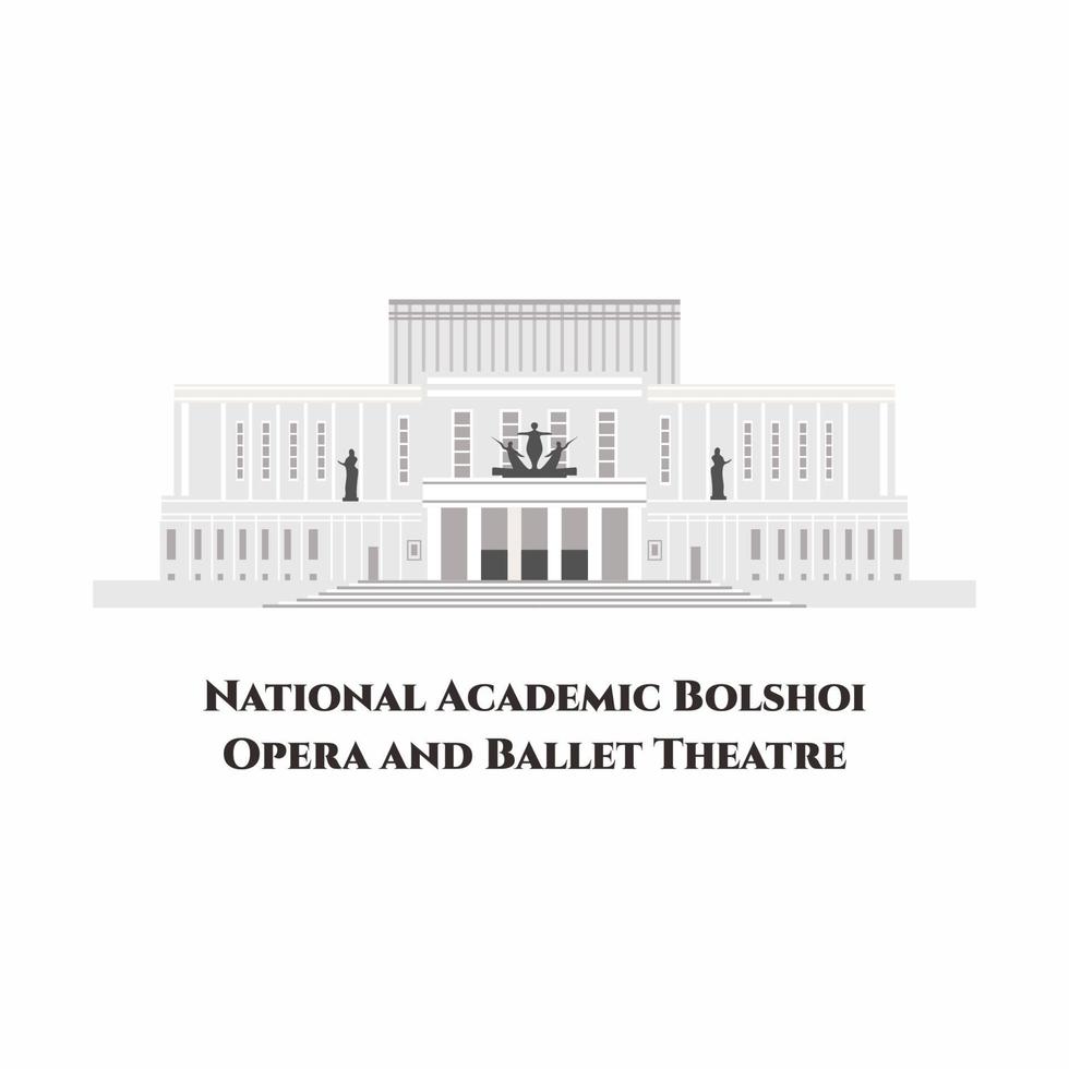 The National Academic Bolshoi Opera and Ballet Theatre in a park in the Trinity Hill district of Minsk. It is wonderful building and worth to visit. Business travel tourist and trip in Belarus vector