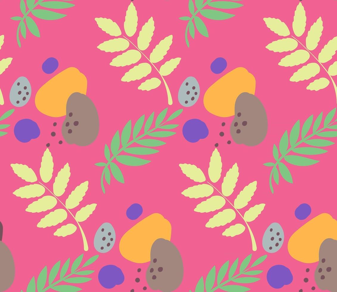 Abstract seamless pattern with leaves and blobs vector