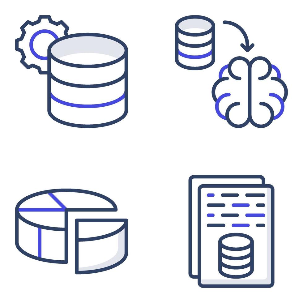 Pack of Database Flat Icons vector