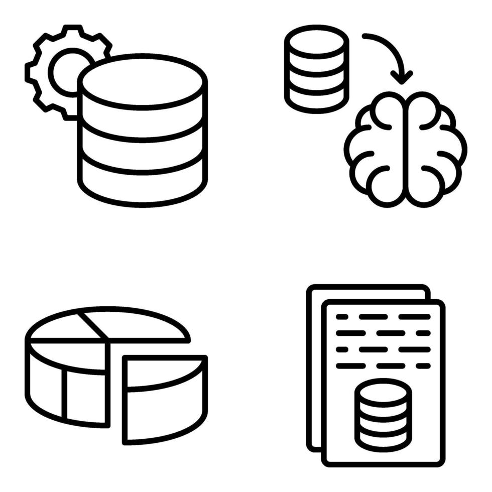 paquete de iconos lineales de base de datos vector