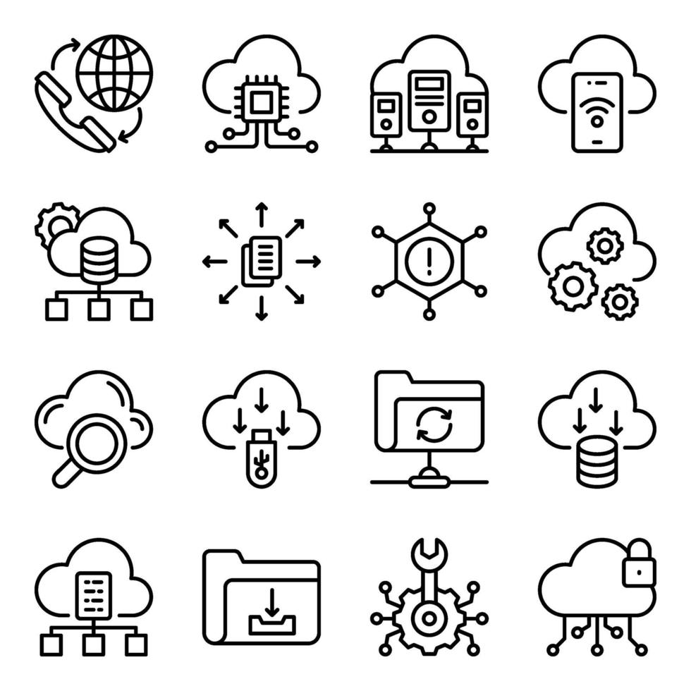 Pack of Data Download Linear Icons vector