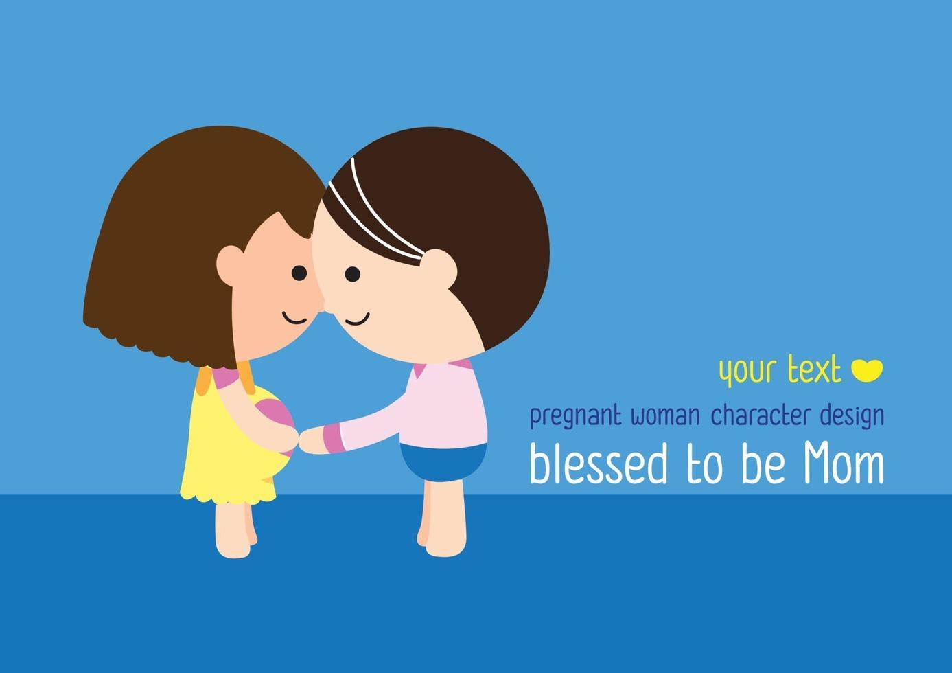 Pregnant woman with Her husband character vector design Happy mother