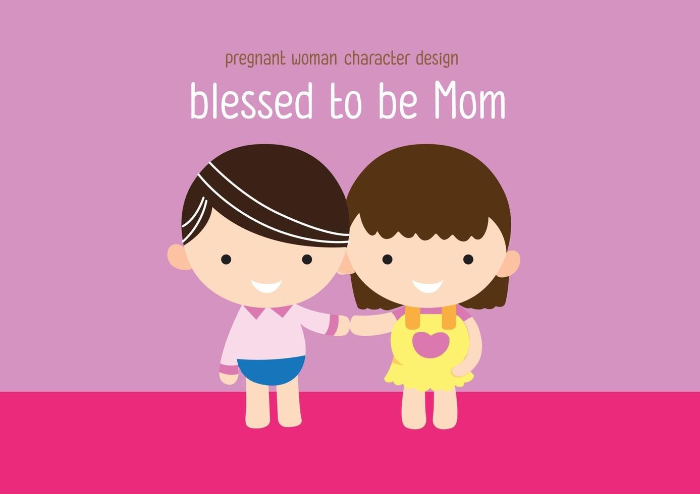 pregnant woman character vector design Happy mother