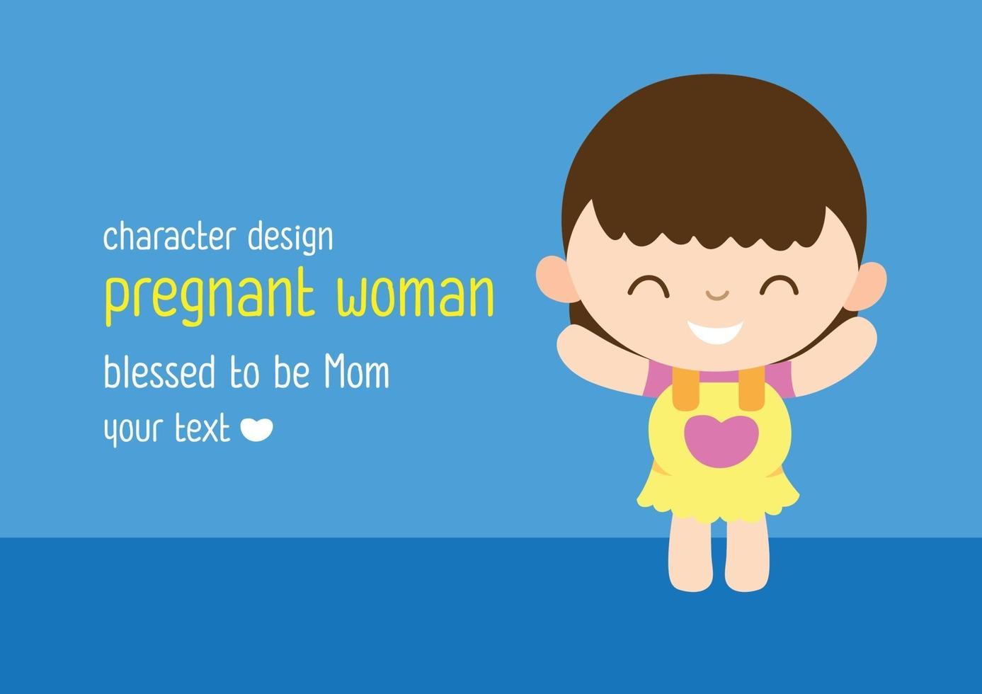 diseño de vector de personaje de mujer embarazada madre feliz