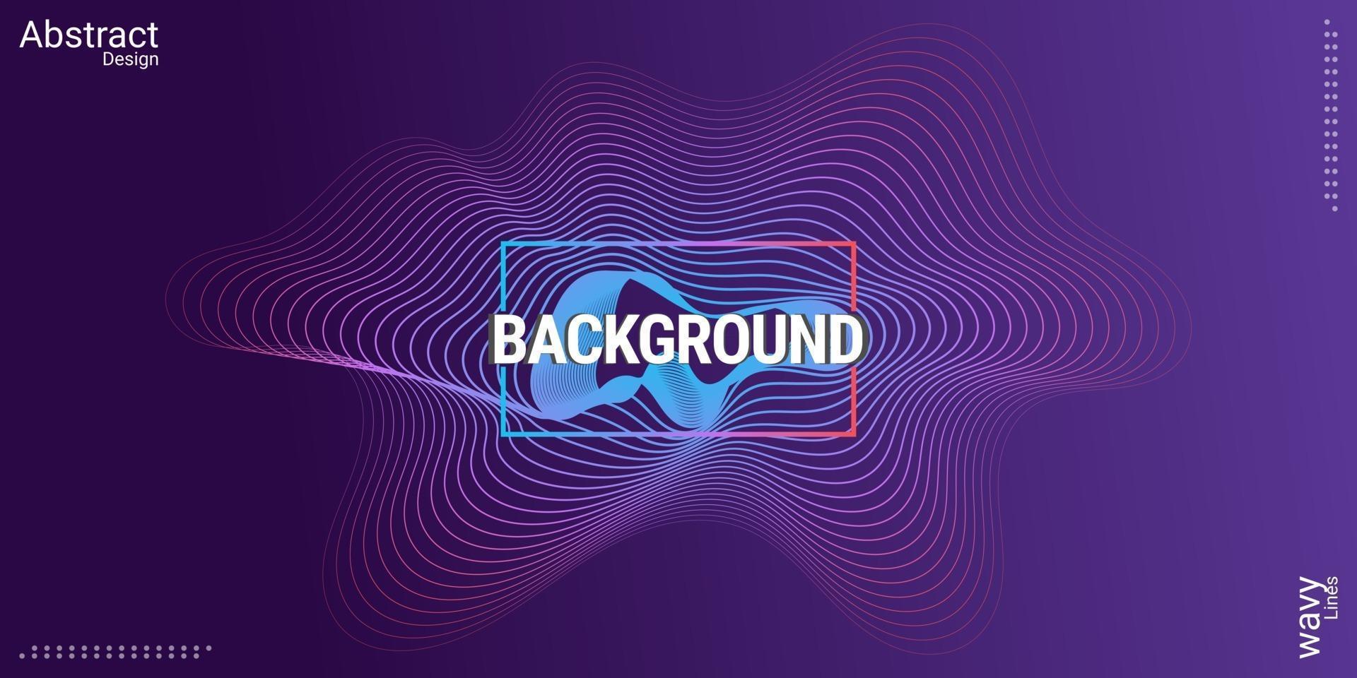 Abstract music background wave line design in blue and purple gradient colors vector