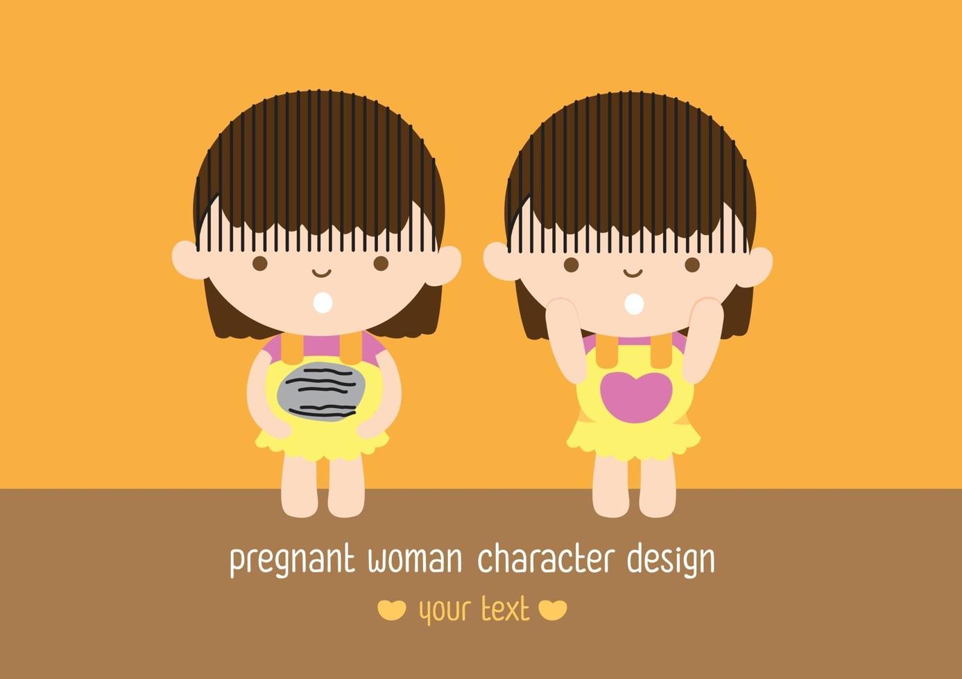 diseño de vector de personaje de mujer embarazada madre feliz