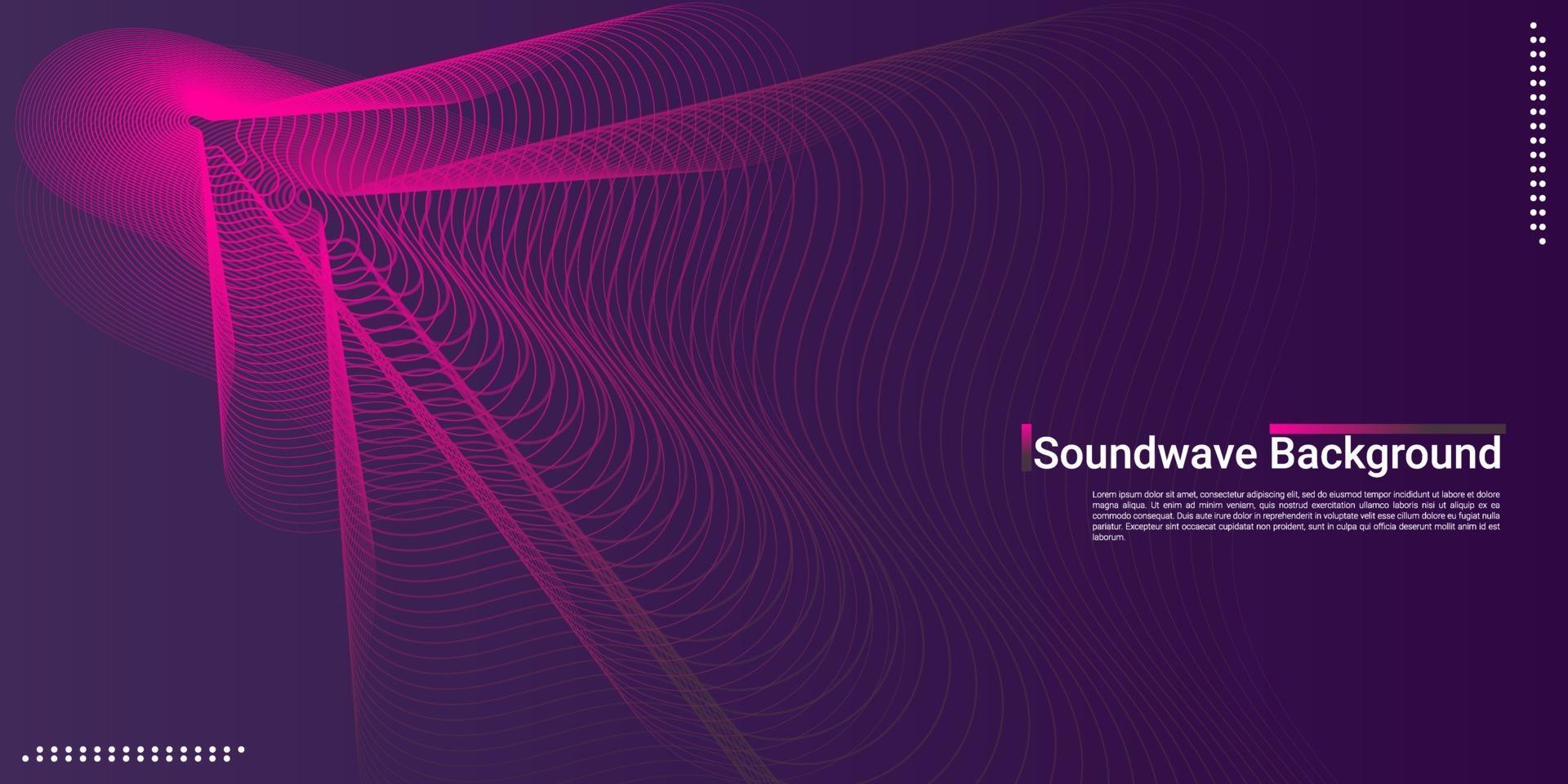Diseño de línea de onda de fondo de música abstracta en colores degradados de color rosa oscuro vector