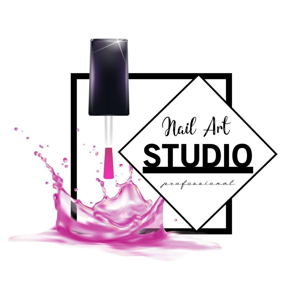 Nail Art studio logo design template vector